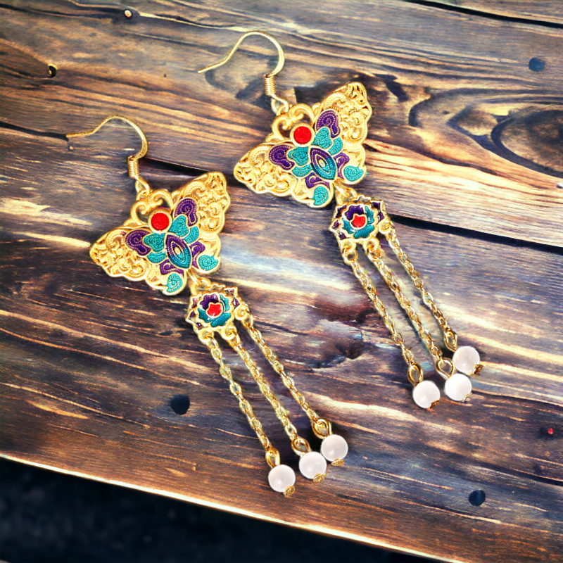 Butterfly Tassel Drop Earrings