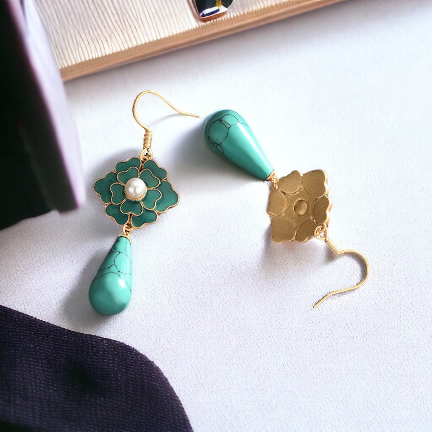 Camellia Turquoise Drop Earrings