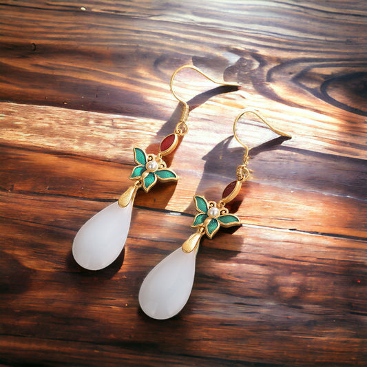 Butterfly Enamel Floral Earrings