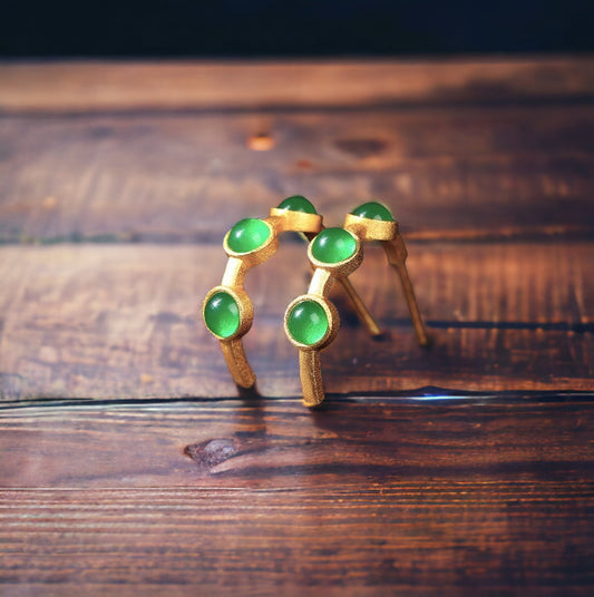 Open Hoop Green Earrings