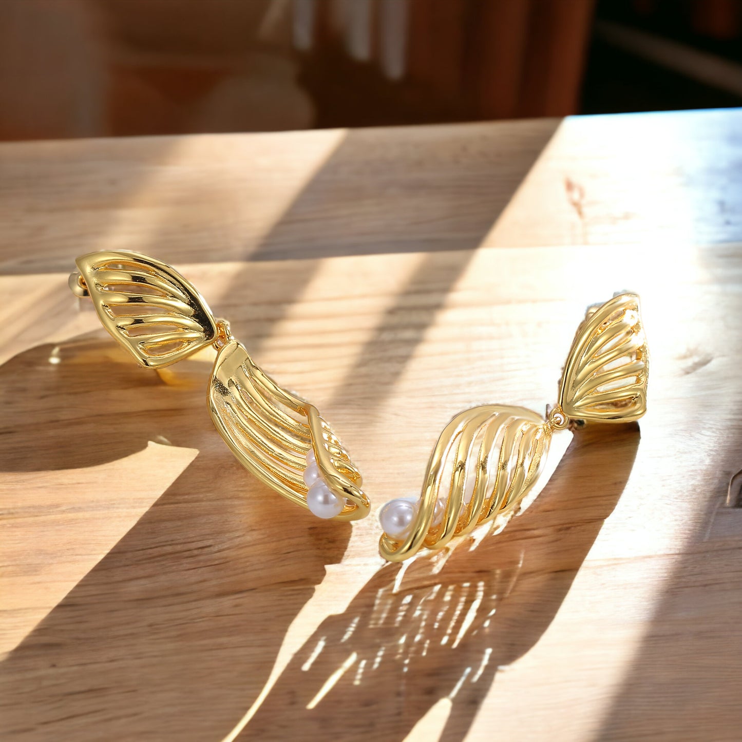 Leaf Drop Floral Statement Earrings