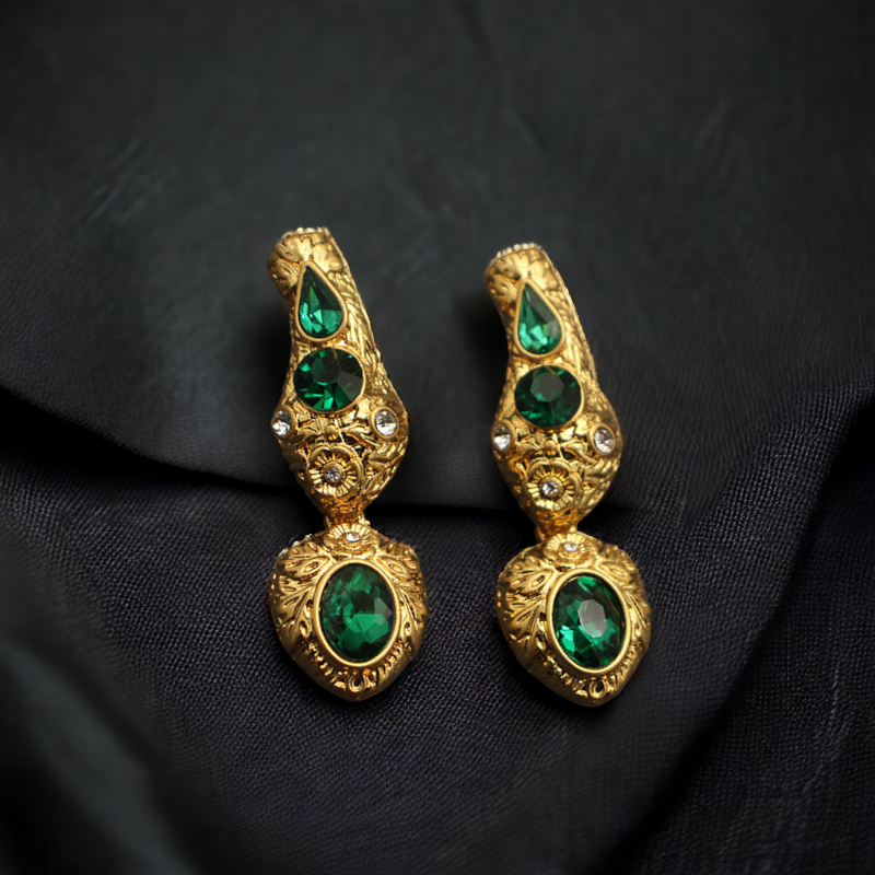 Serpent Emerald Green Earrings