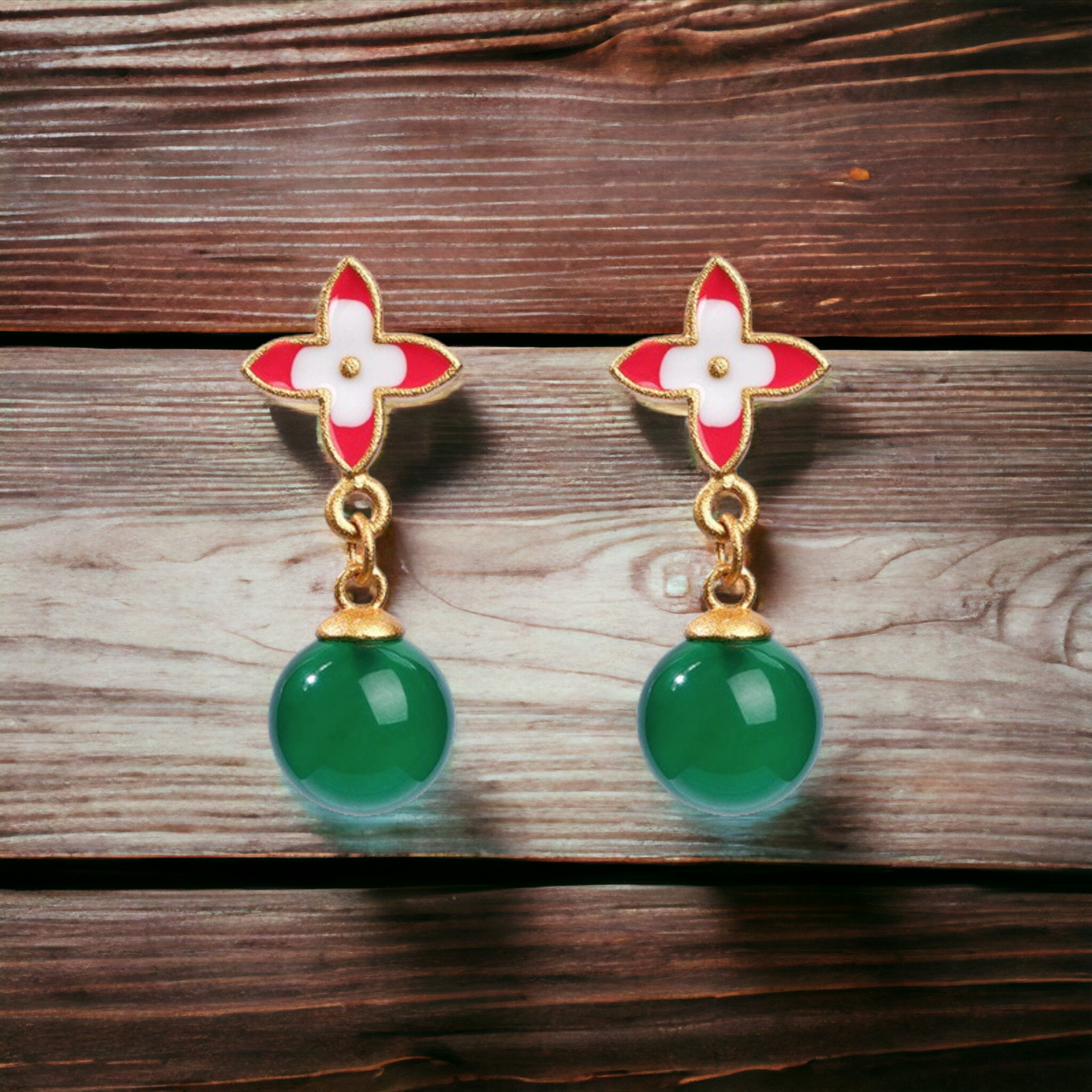 Lucky Clover Chrysoprase Earrings