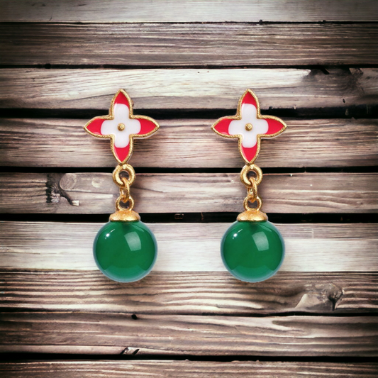 Lucky Clover Chrysoprase Earrings