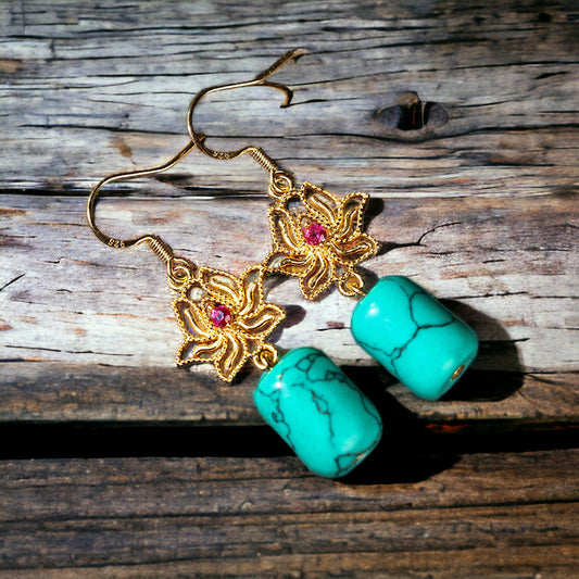 Lotus Flower Cylinder Earrings