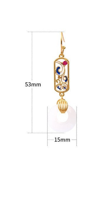 Vintage Design Donut Shape Enamel Statement Earrings