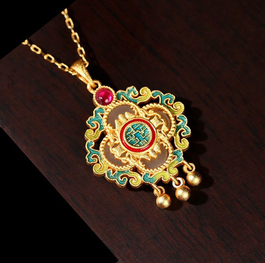 Four-leaf Clover Enamel Necklace