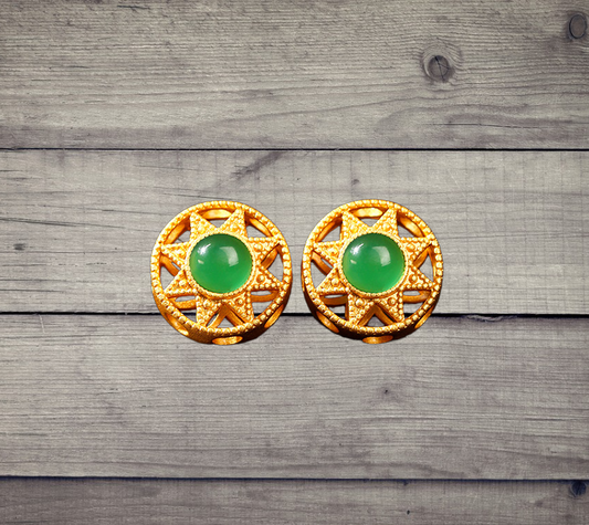 Octagram Chrysoprase Stud Earrings