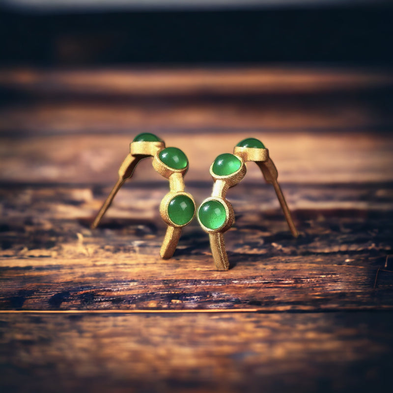 Open Hoop Green Earrings