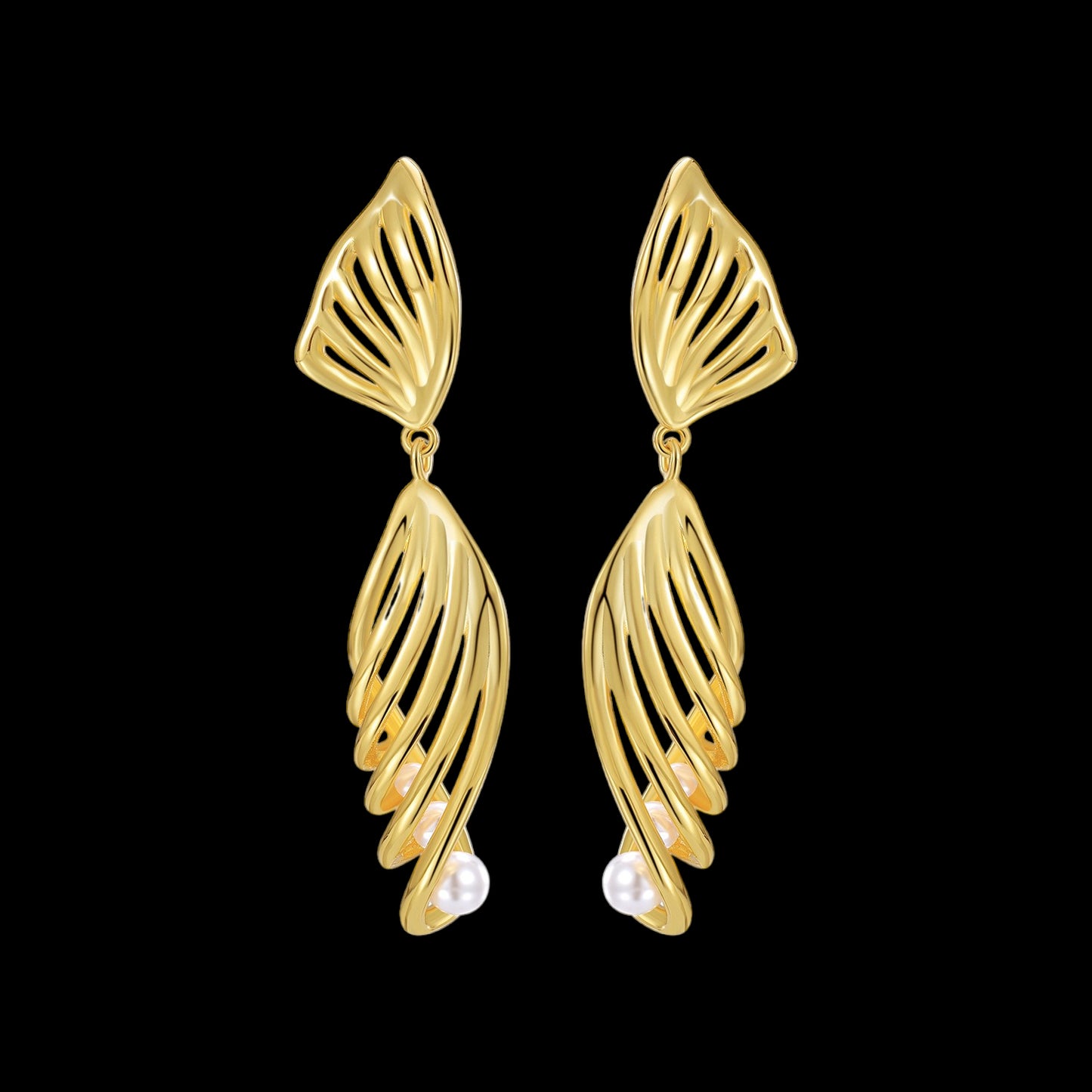 Leaf Drop Floral Statement Earrings