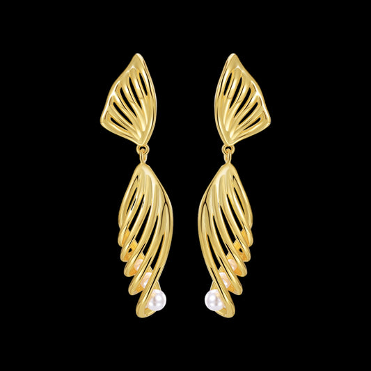 Leaf Drop Floral Statement Earrings