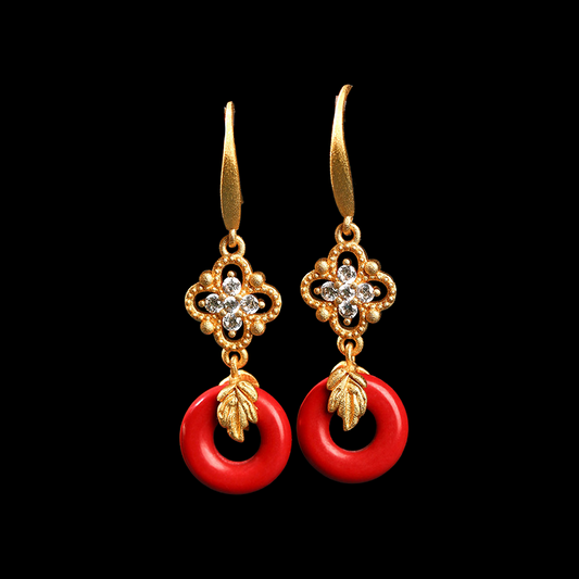 Four-leaf Clover Inspired CZ Leaf Earrings