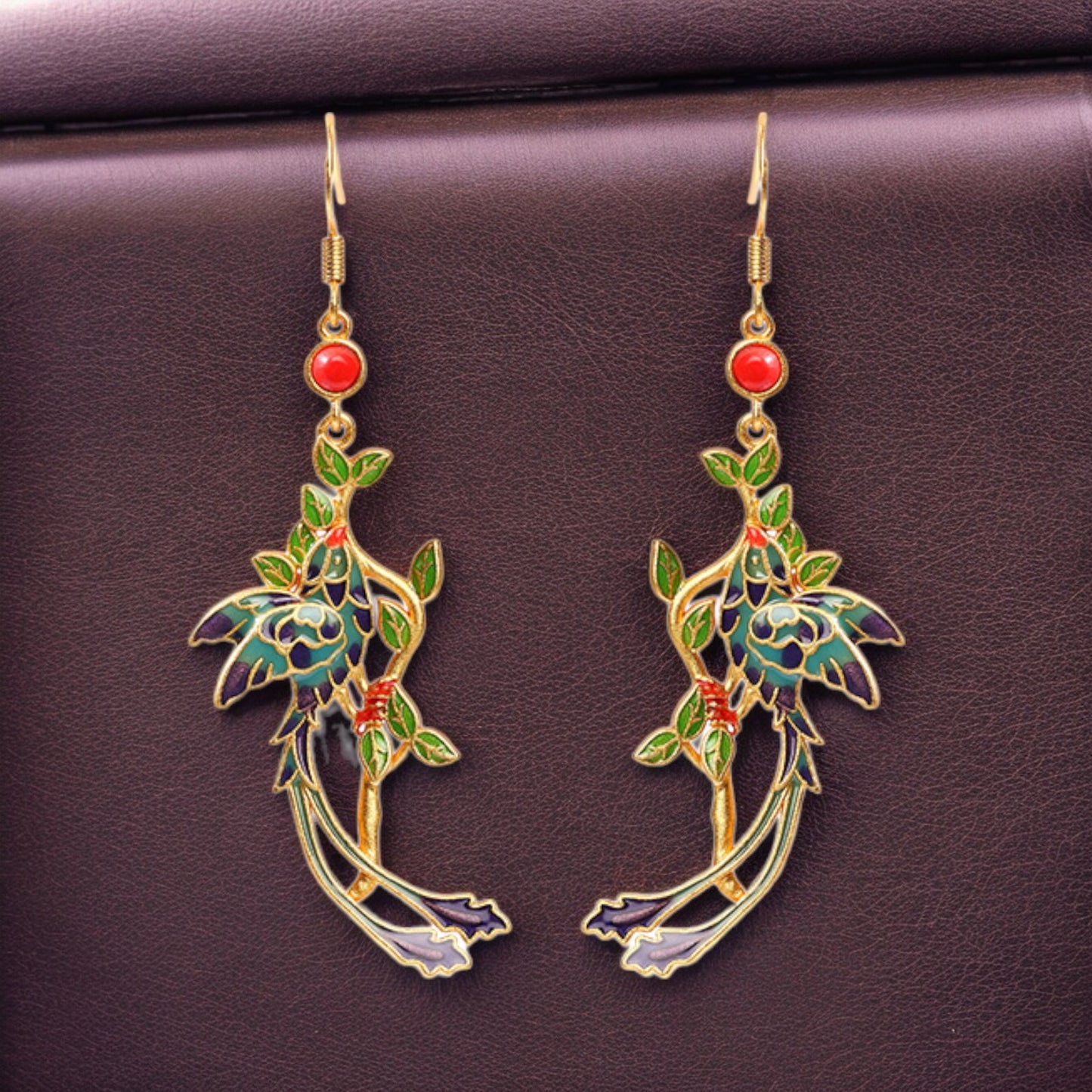 Enamel Phoenix Statement Earrings
