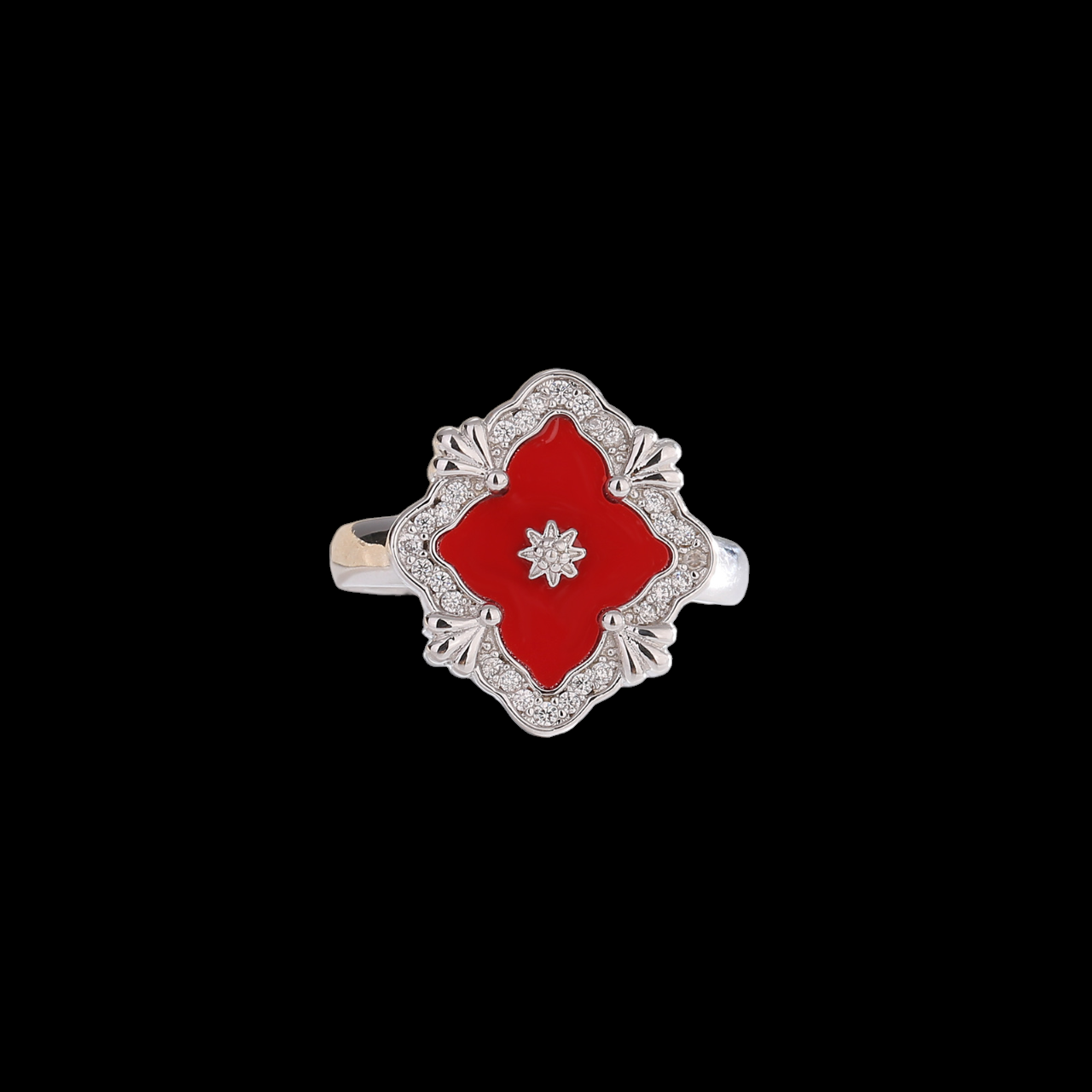 Lucky Clover Signet Floral Ring