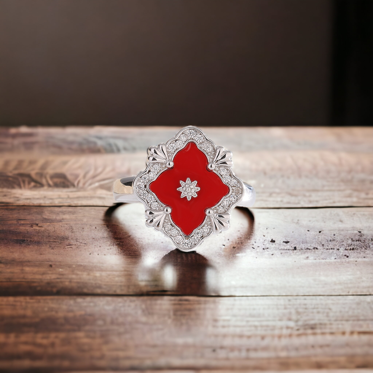 Lucky Clover Signet Floral Ring
