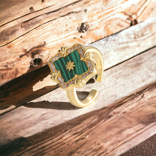 Four-leaf Clover Floral Statement Ring