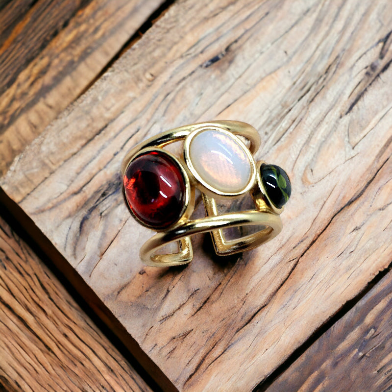 Trio Gem Multi Stone Open Ring