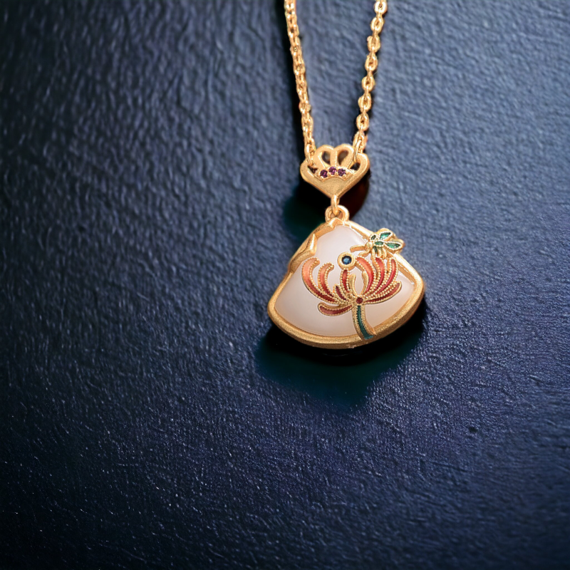 Fan Shape Spider Lily Necklace