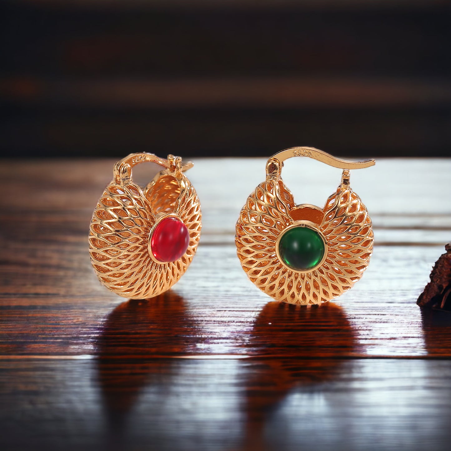 Two Stone Huggie Hoop Statement Earrings