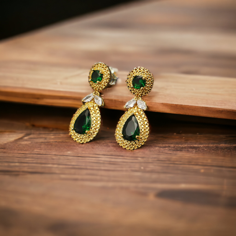 Emerald Green CZ Earrings