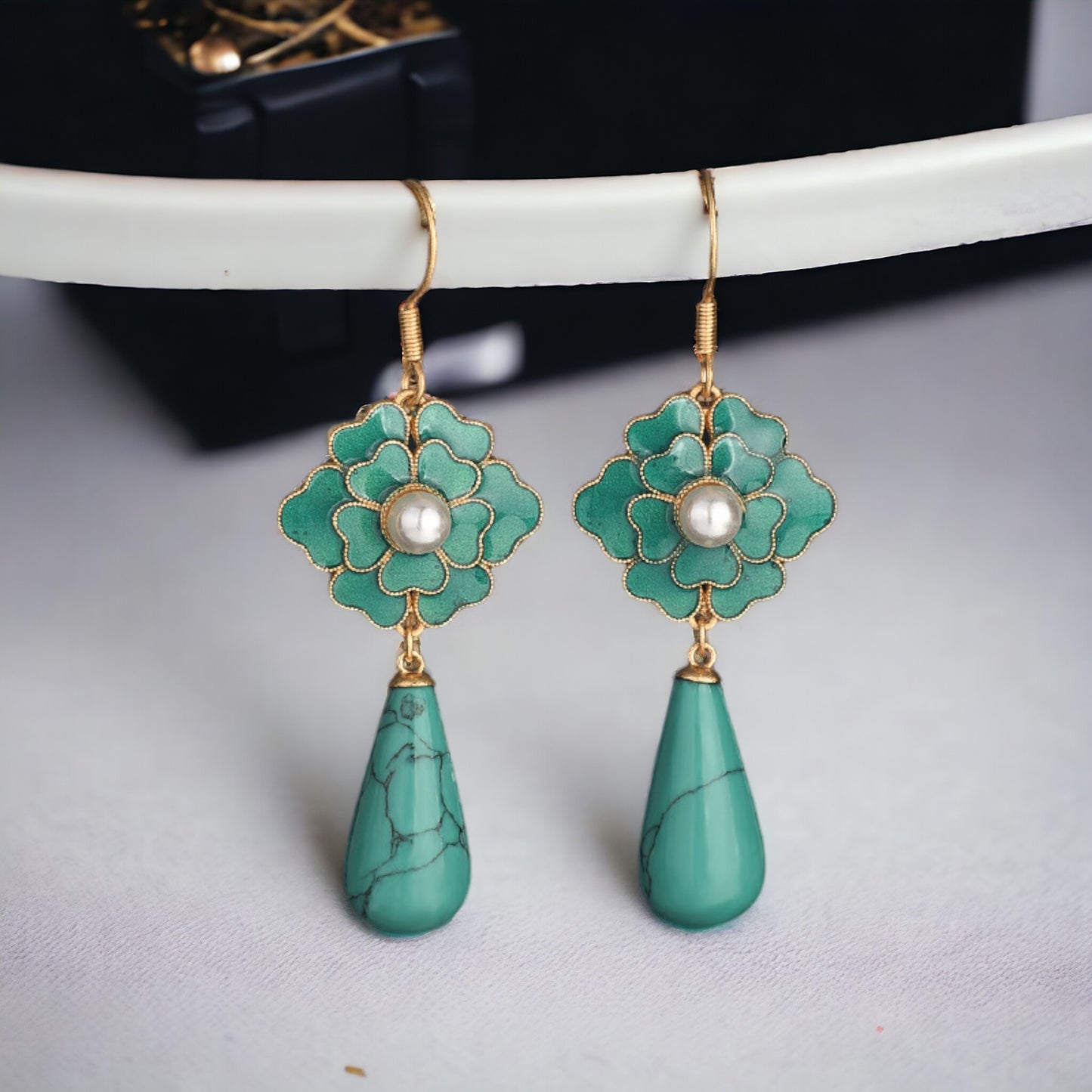 Camellia Turquoise Drop Earrings