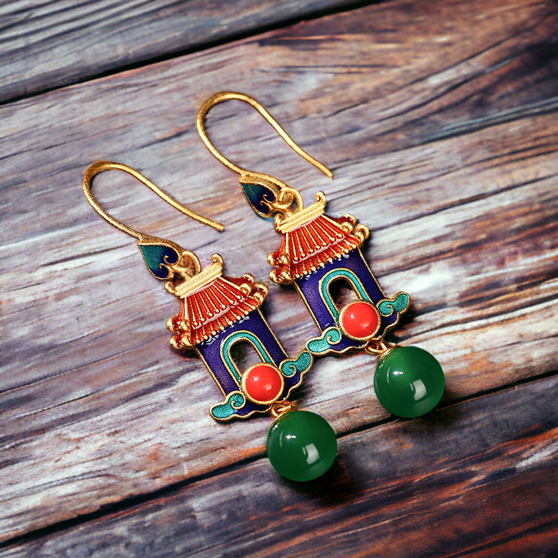 Pagoda Design Vintage Earrings