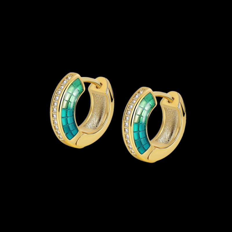 Blue Enamel Hoop Earrings