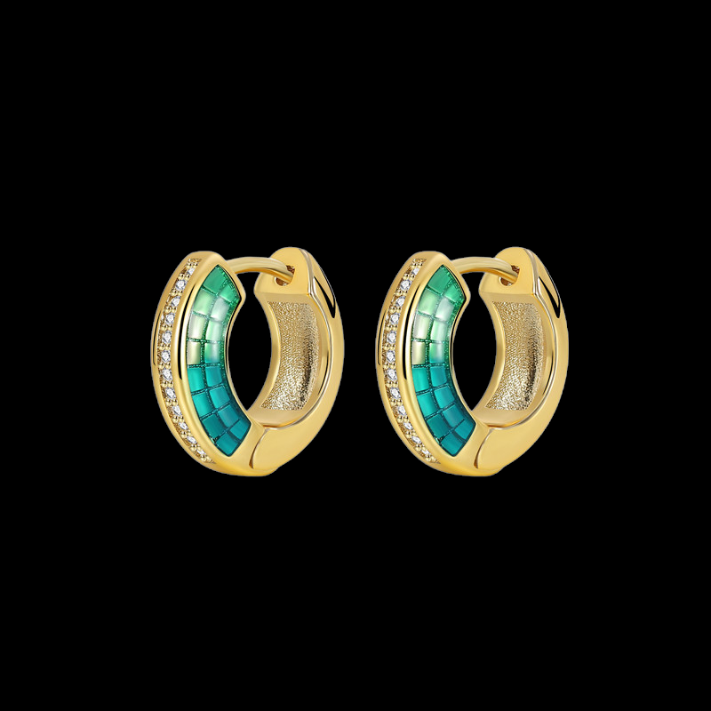 Blue Enamel Hoop Earrings