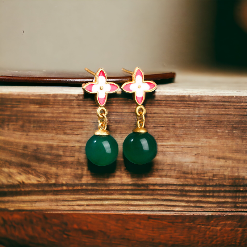 Lucky Clover Chrysoprase Earrings