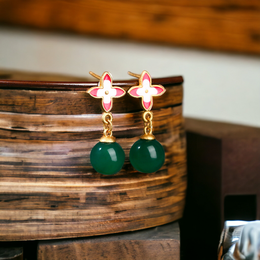 Lucky Clover Chrysoprase Earrings
