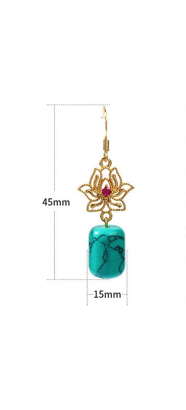 Lotus Flower Cylinder Earrings