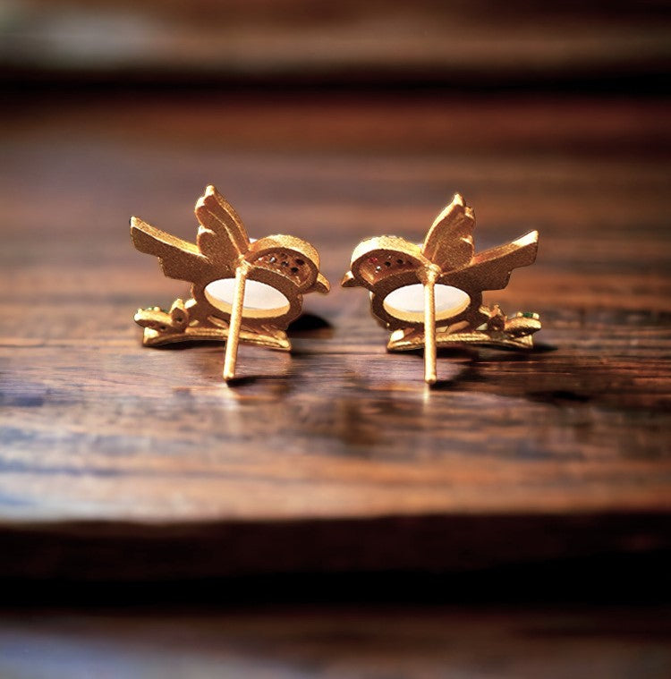 Magpie Enamel Stud Earrings