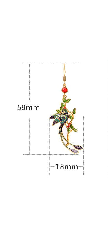 Enamel Phoenix Statement Earrings
