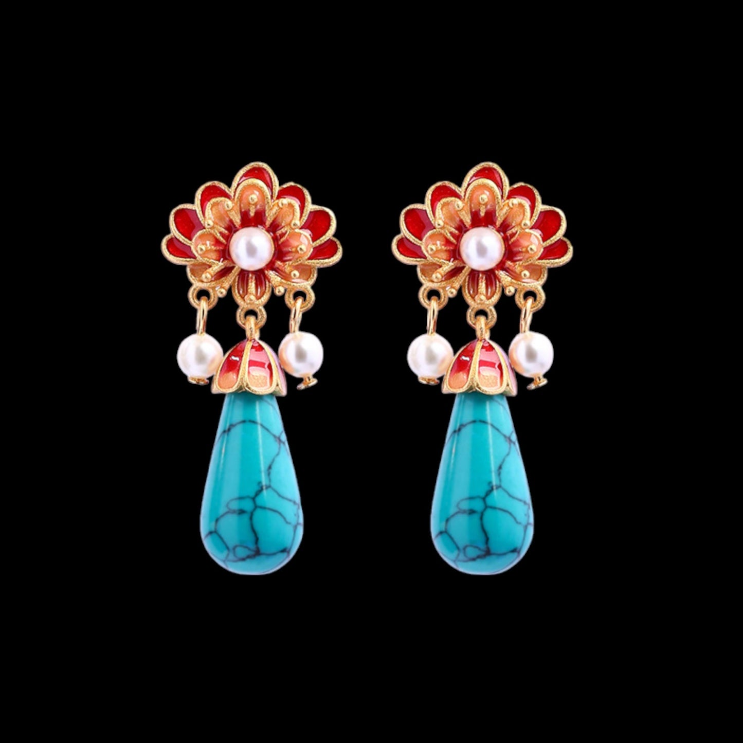 Sunflower Enamel Floral Earrings