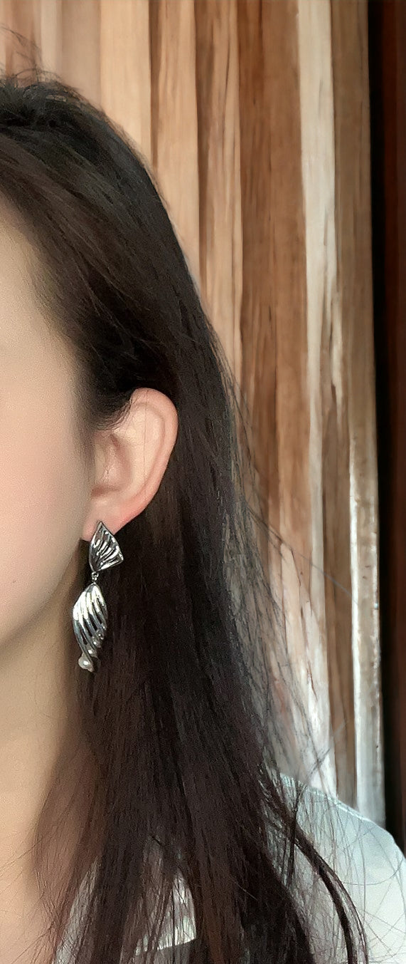 Leaf Drop Floral Statement Earrings