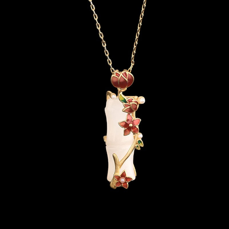 Lotus Flower Bamboo Shape Necklace