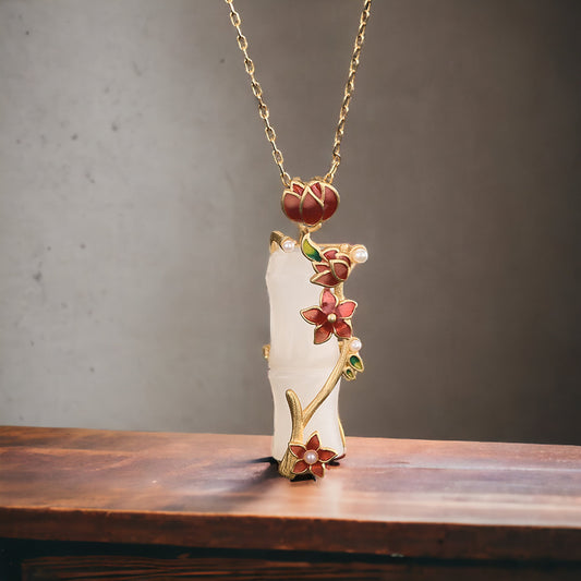 Lotus Flower Bamboo Shape Necklace