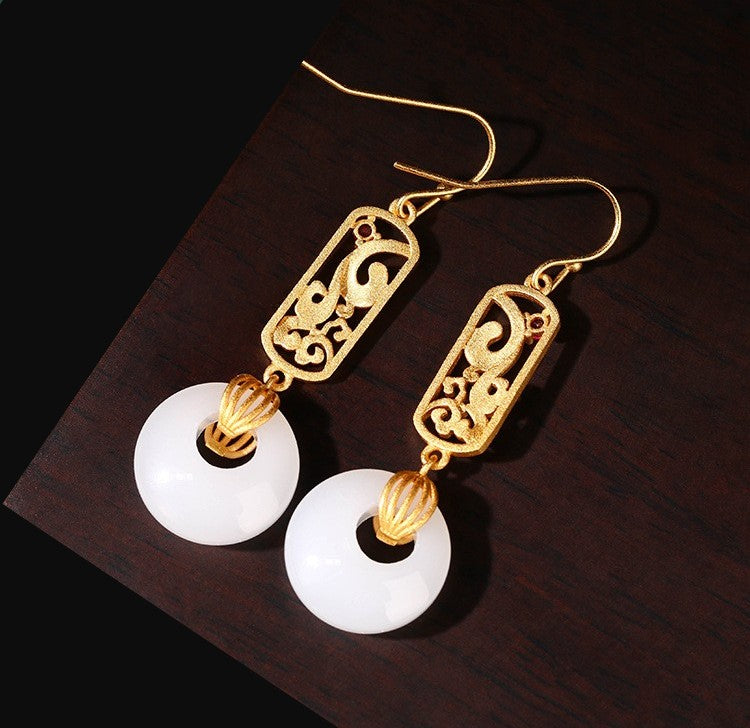 Vintage Design Donut Shape Enamel Statement Earrings
