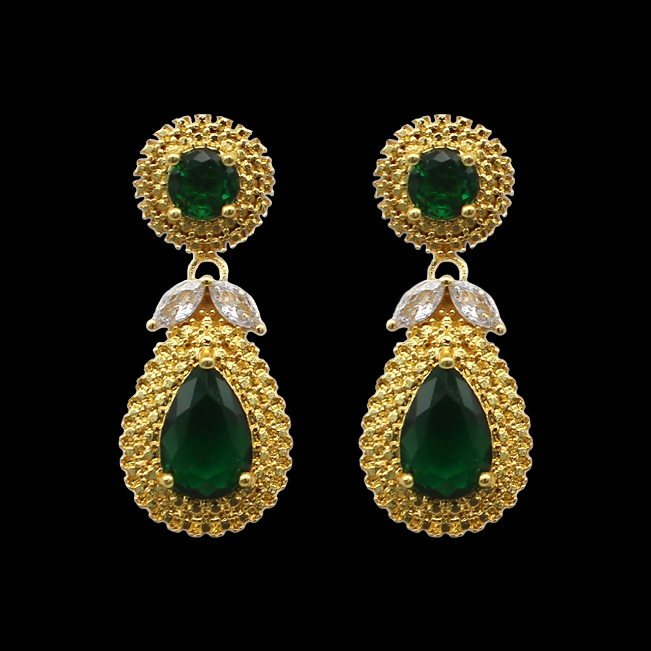Emerald Green CZ Earrings