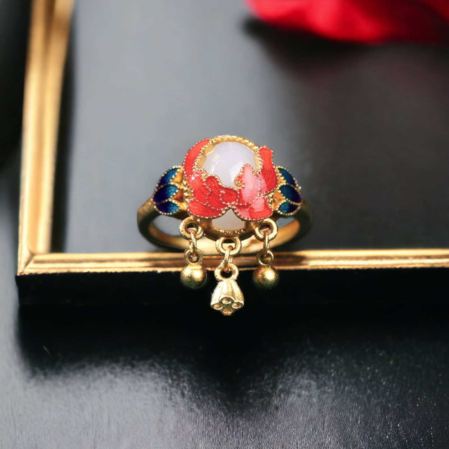 Bud Design Floral Enamel Ring