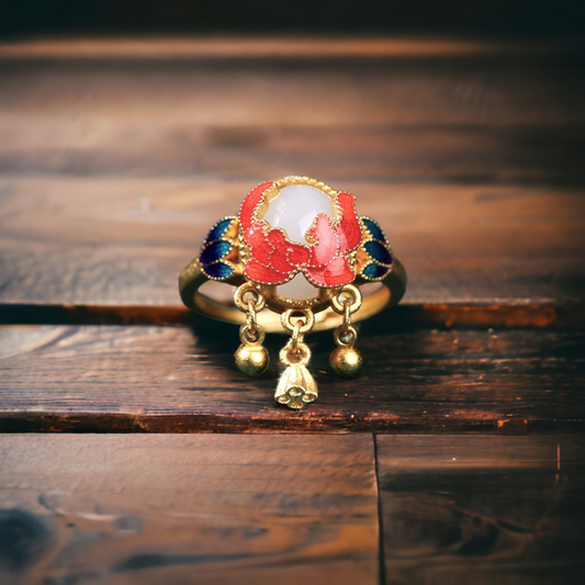 Bud Design Floral Enamel Ring