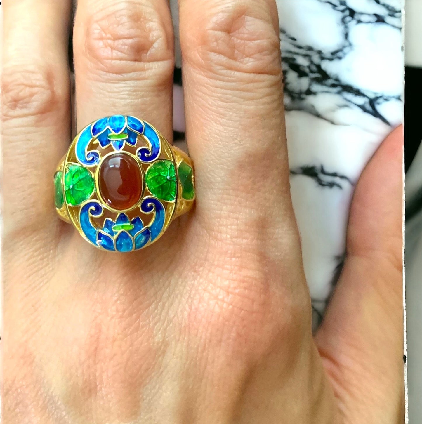 Vintage Style Cloisonne Statement Ring