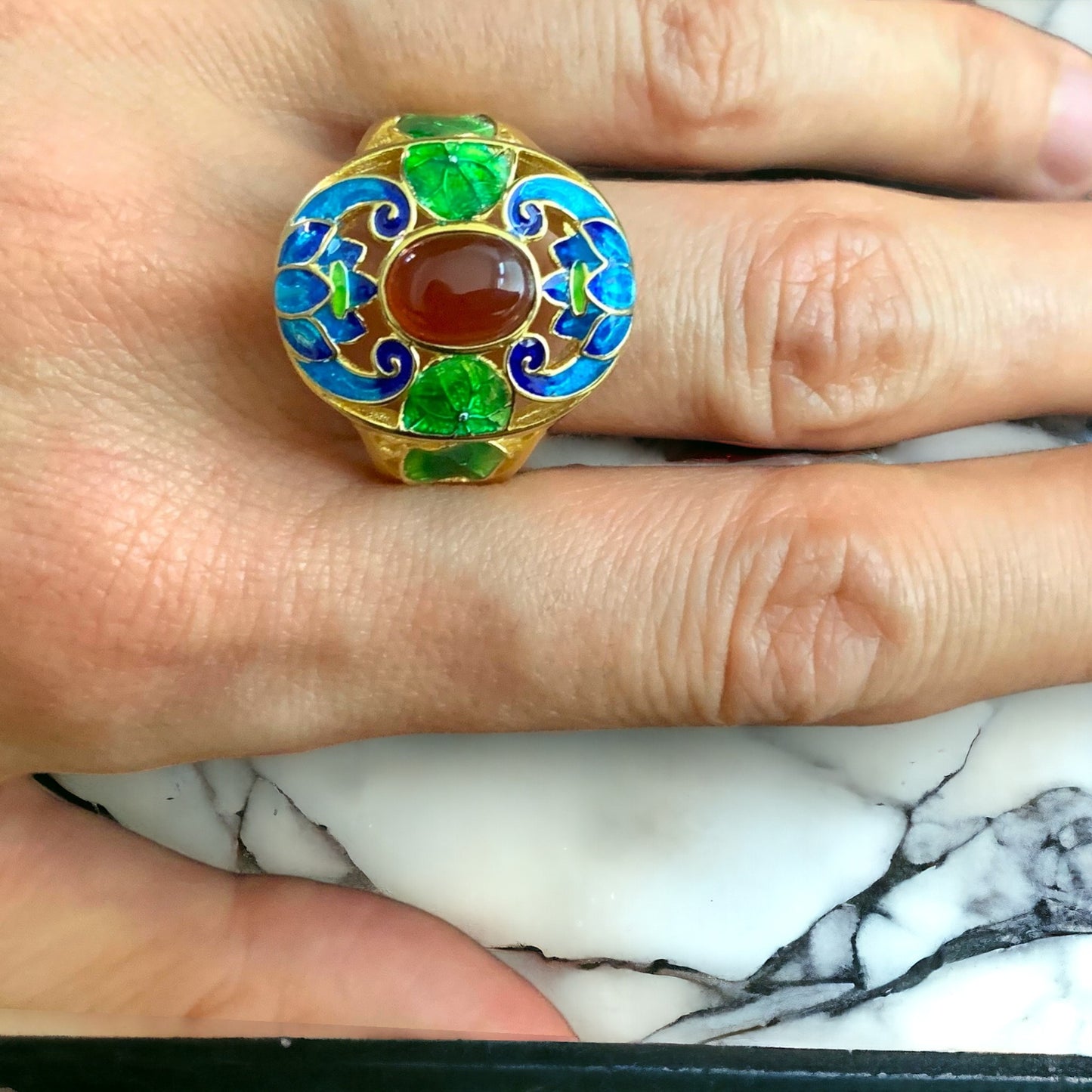 Vintage Style Cloisonne Statement Ring