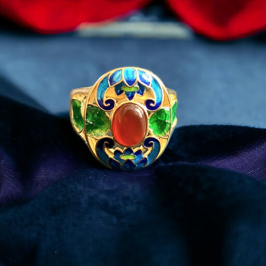 Vintage Style Cloisonne Statement Ring