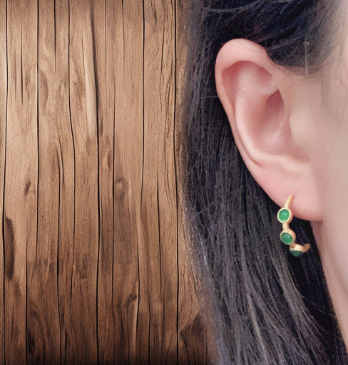 Open Hoop Green Earrings