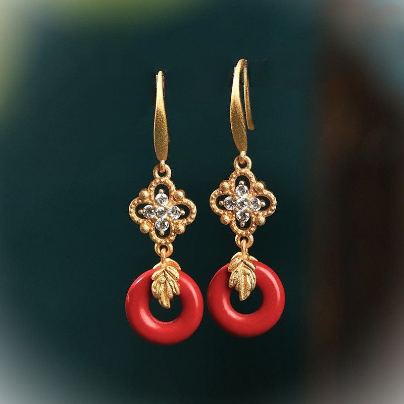 Four-leaf Clover Inspired CZ Leaf Earrings