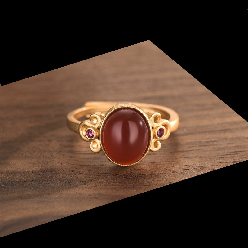 Vintage Style Agate Statement Ring