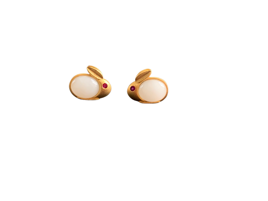Jade Bunny Stud Earrings