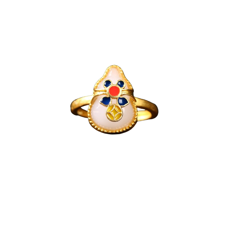 Gourd Shape Enamel Floral Ring