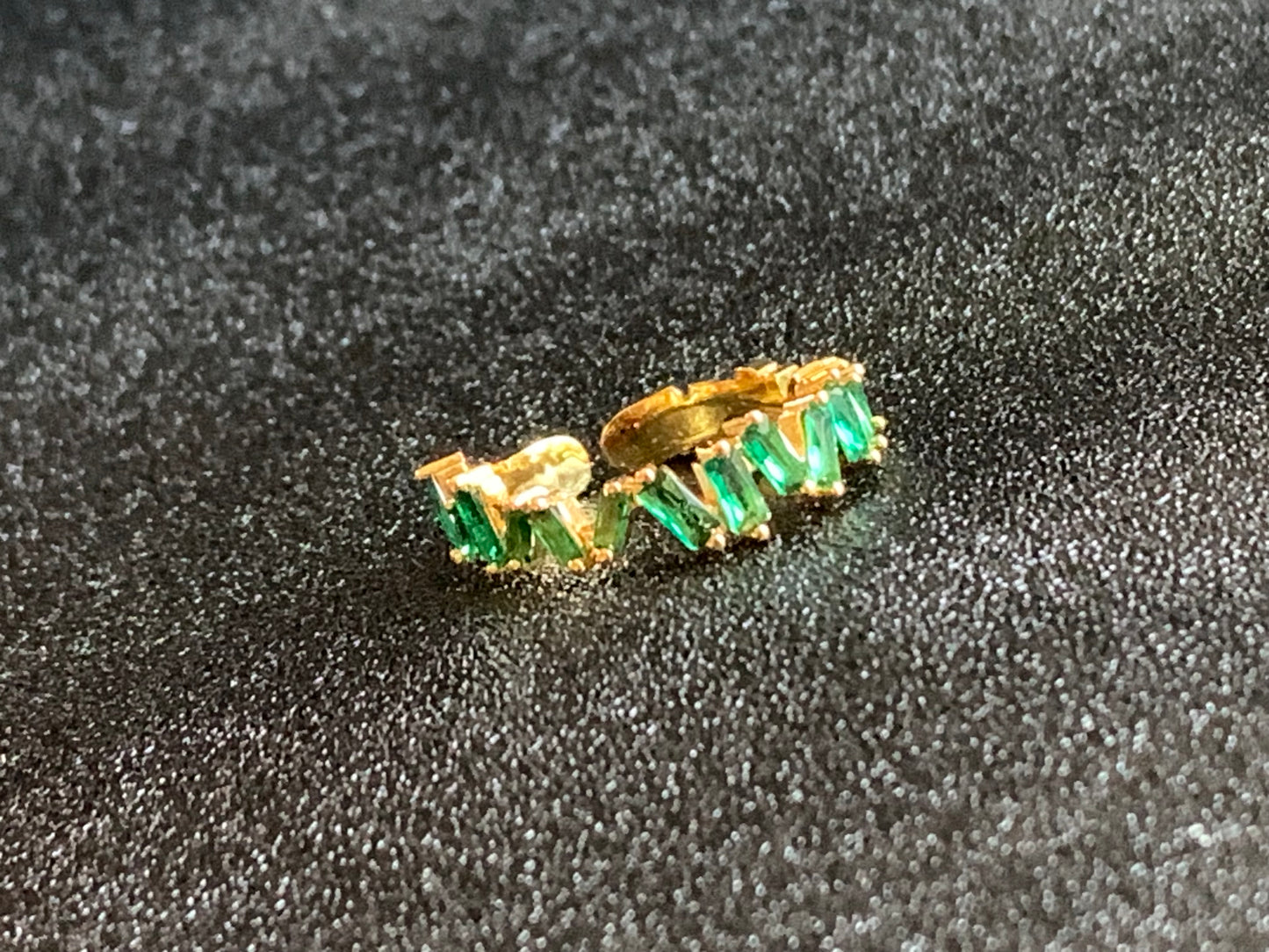 Green Emerald Baguette Ring
